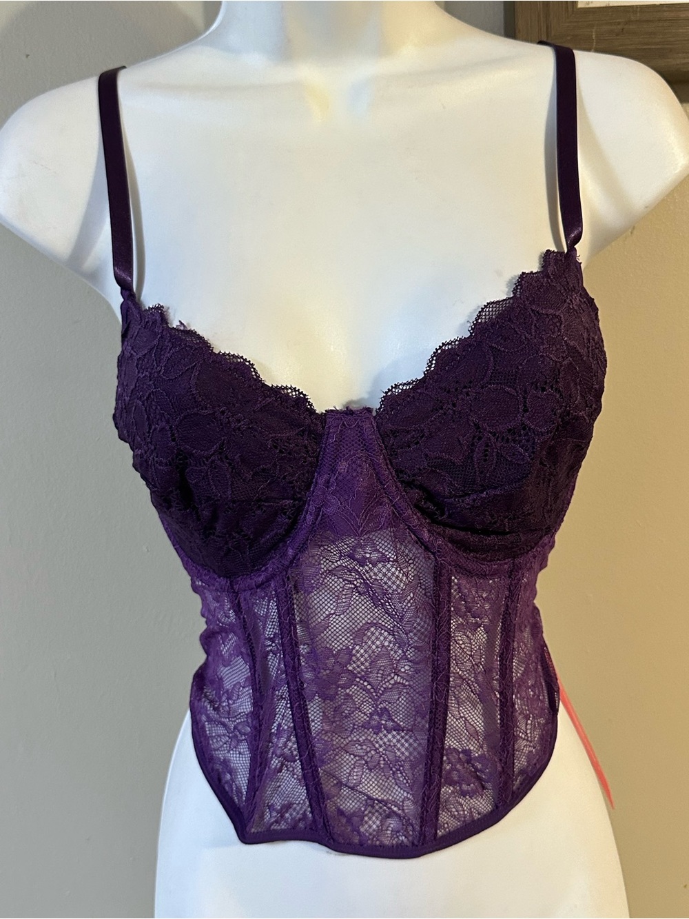 SHEIN Purple Lace Longline Bustier
